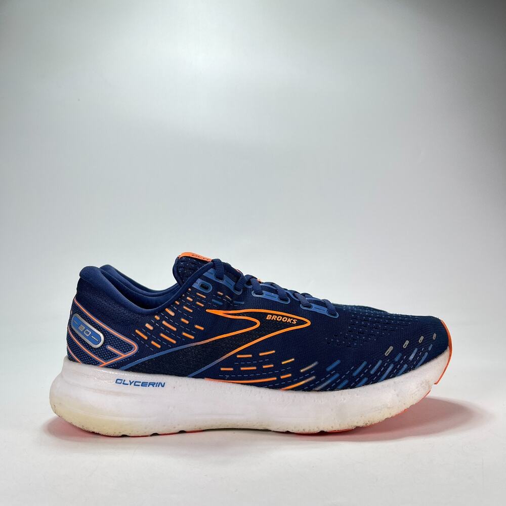 Brooks Glycerin 20 Navy Blue Orange Running Shoes 1103821D444 Men's Size 13